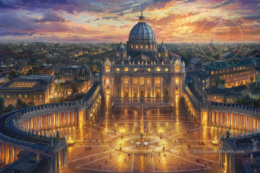Paysage urbain du Vatican au coucher du soleil Peintures à l'huile